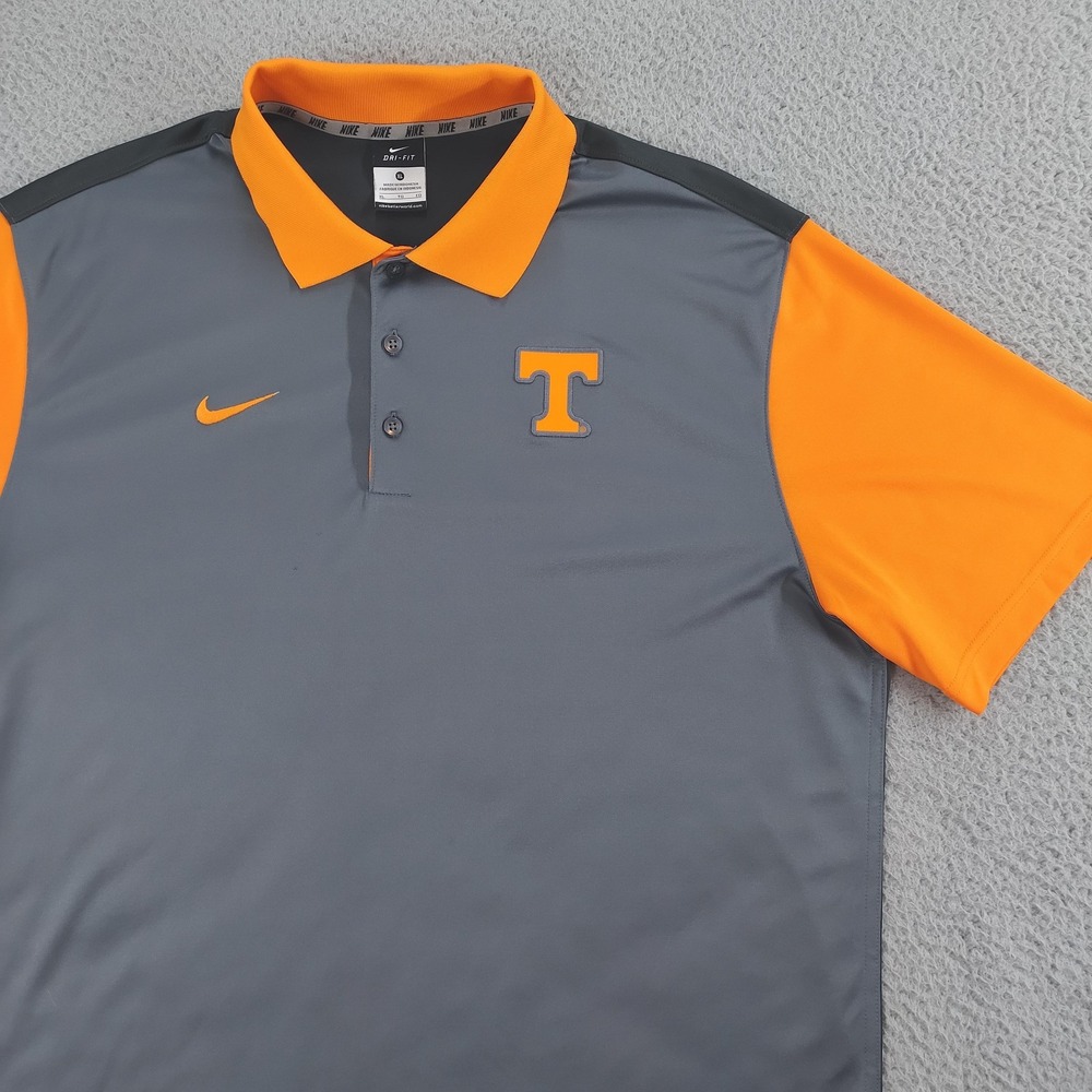 Tennessee Volunteers Nike Polo Shirt Mens XL Gray Orange Dri Fit NCAA Football